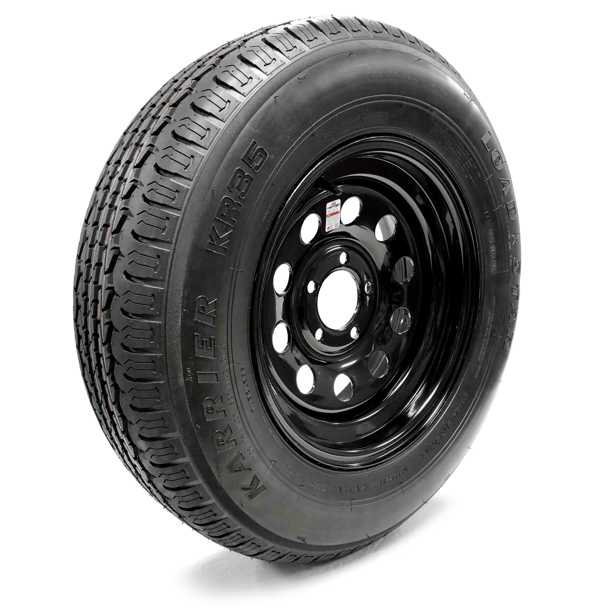 Kenda Loadstar Radial Tire + Wheel Assembly, 15in. Black Mod Wheel, 27.3in. Dia., Load Range C, 5-Bolt Pattern, Model# DM205R5C-5BLMM